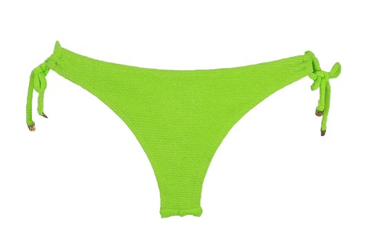 Calcinha De Biquíni Fio Com Rolotês Textura Verde Neon