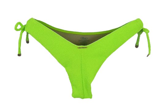Calcinha De Biquíni Fio Com Rolotês Textura Verde Neon