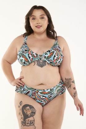 Calcinha Ilha do Mel Plus Size Paisley Verde
