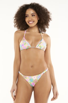 Calcinha De Biquíni Praia Mole Neon Flores