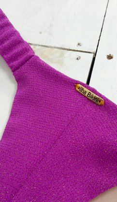 Calcinha De Biquíni Praia Mole Lurex Magenta