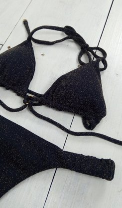 Calcinha De Biquíni Praia Mole Lurex Preto