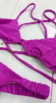 Calcinha De Biquíni Praia Mole Magenta Atoalhado