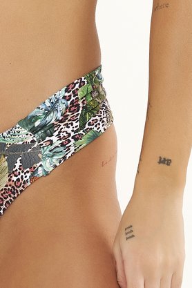 Calcinha De Biquíni Noronha Animal Print Folhas