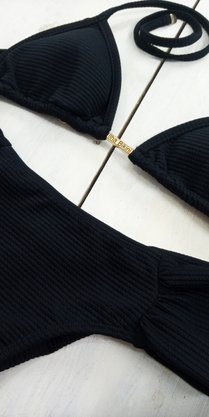 Calcinha De Biquíni Noronha Preto Texturizado