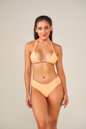 Calcinha De Biquíni Noronha Laranja Neon Texturizado