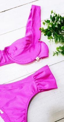 Calcinha De Biquíni Noronha Texturizada Rosa Pink
