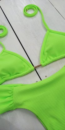 Calcinha De Biquíni Noronha Verde Neon Texturizado
