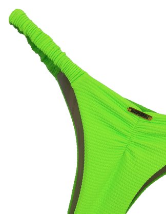 Calcinha De Biquíni Fio Lateral Frufru Verde Neon Texturizado