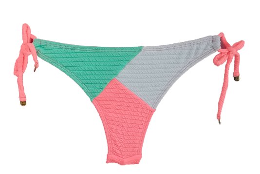 Calcinha De Biquíni Amarradinha Três Cores Rosa Claro Texturizado