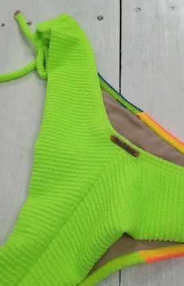Calcinha De Biquíni Amarradinha Três Cores Textura Verde Neon