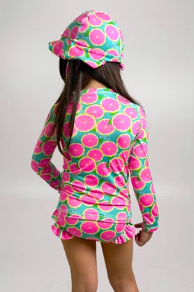 Calcinha De Biquíni Infantil Com Babadinho Laranjas Neon