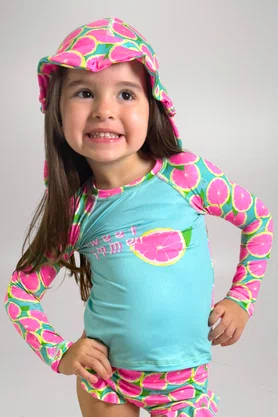 Calcinha De Biquíni Infantil Com Babadinho Laranjas Neon