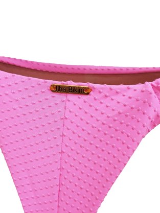 Calcinha De Biquíni Praia Mole Texturizada Rosa Neon