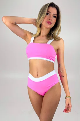 Calcinha Biquíni Malásia Rosa Neon