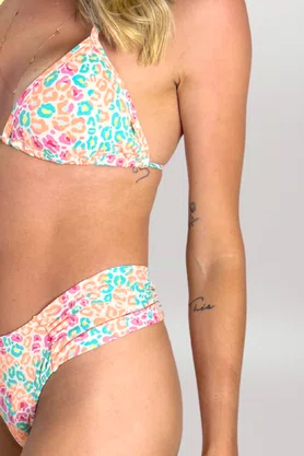 Calcinha De Biquíni Noronha Animal Print Neon