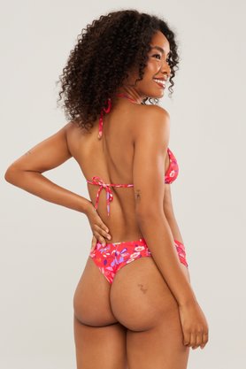 Calcinha De Biquíni Noronha Floral Carmesim