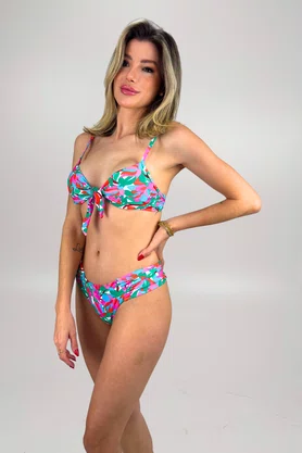 Calcinha De Biquíni Noronha Tropical Rosa