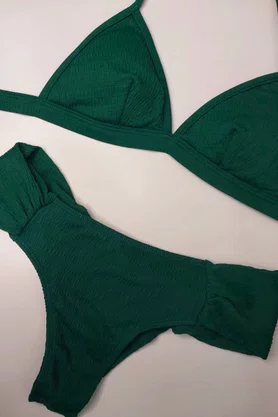 Calcinha De Biquíni Noronha Verde Esmeralda Textura