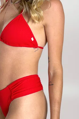 Calcinha De Biquíni Noronha Vermelho Textura