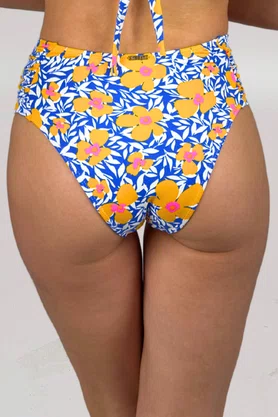 Calcinha De Biquíni Praia Brava Floral Amarelo