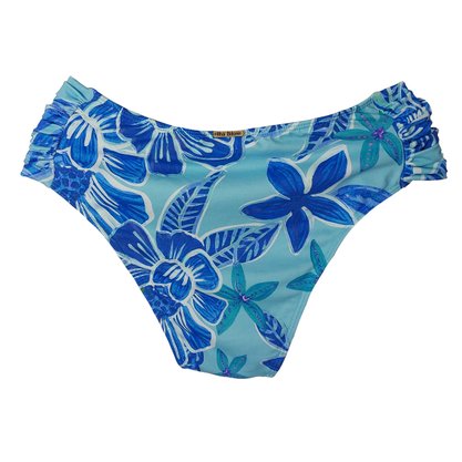 Calcinha De Biquíni Praia Brava Folhas Azul