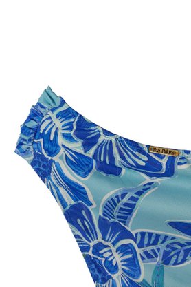 Calcinha De Biquíni Praia Brava Folhas Azul