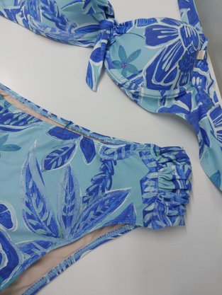 Calcinha De Biquíni Praia Brava Folhas Azul