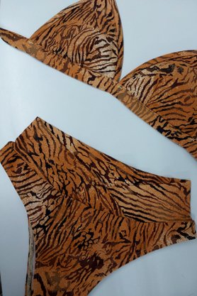 Calcinha De Biquíni Quatro Ilhas Animal Print Marrom