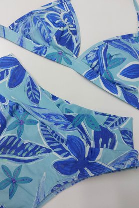 Calcinha De Biquíni Quatro Ilhas Folhas Azul