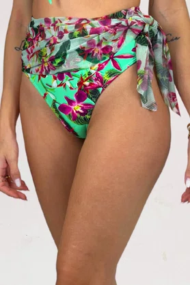 Hot Pants Saia Riacho Fúcsia Floral