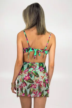 Hot Pants Saia Riacho Fúcsia Floral