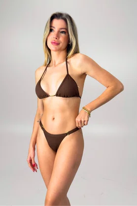 Calcinha De Biquíni Rosa Sul Marrom