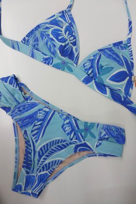 Calcinha De Biquíni Trancoso Folhas Azul