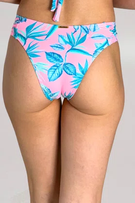 Calcinha De Biquíni Trancoso Folhas Rosa