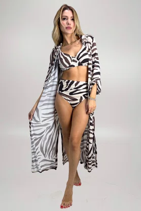 Saída de Praia Camisa Longa Zebra Print Adriana| Ilha Bikini