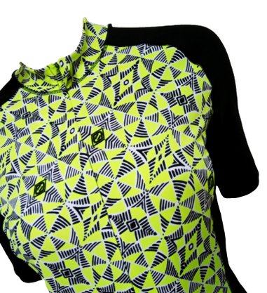 Camisa de Ciclismo Estampa Verde e Preta Com Trama