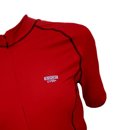 Camisa de Ciclismo Unissex Vermelha Com Trama