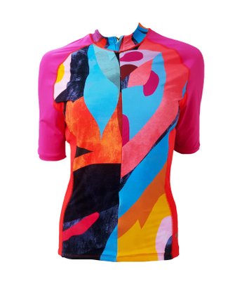 Camisa de Ciclismo Estampa Laranja Com Trama