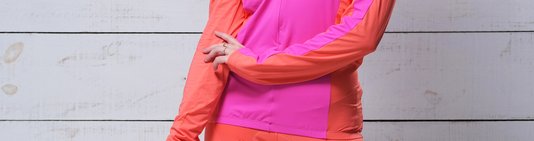 Camisa De Ciclismo Manga Longa Laranja e Rosa