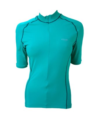 Camisa de Ciclismo Unissex Azul Turquesa Com Trama