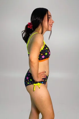 Conjunto Juvenil Transpassado Estrelas Neon