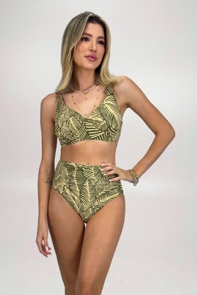 Hot Pants Amores Verde Musgo Folhas