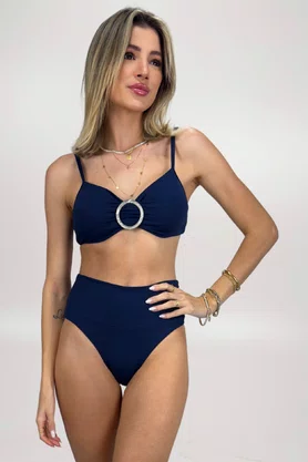 Hot Pants Tulum Textura Marinho