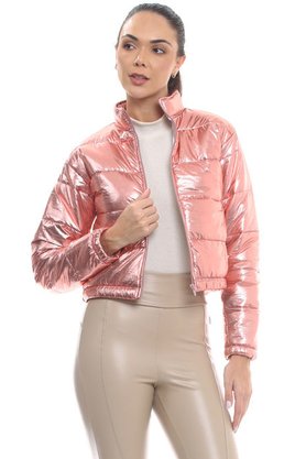 Jaqueta Puffer Metalizada Rosé