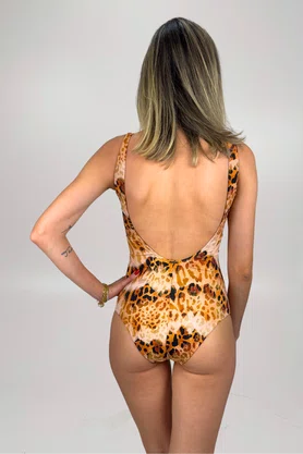 Maiô Amores Animal Print Caramelo