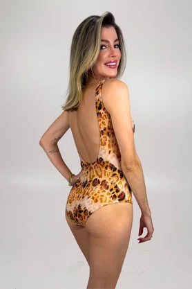 Maiô Amores Animal Print Caramelo