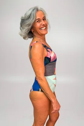Maiô Amores Geométrico Marinho Rosé