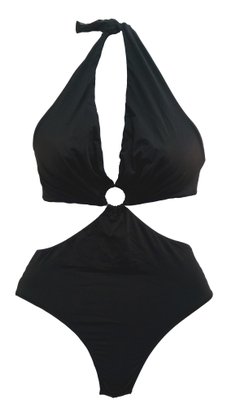 Maiô Frente Única Com Argola Preto