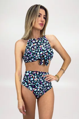 Maiô Gamboa Preto Animal Print